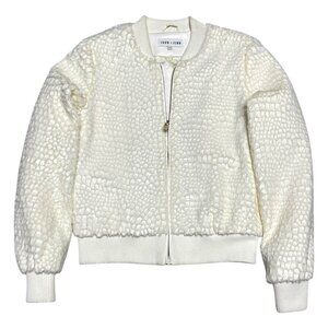 JOHN + JENN Faux Fur Scaled Luxury Designer Bomber Jacket Womens XS